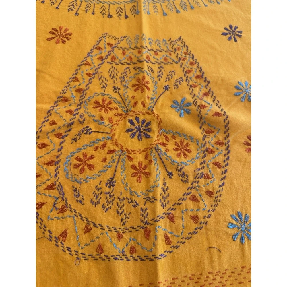 Handmade Indian Kantha Cotton Bedspread Coverlet 83x94 2 Pillowcases Boho